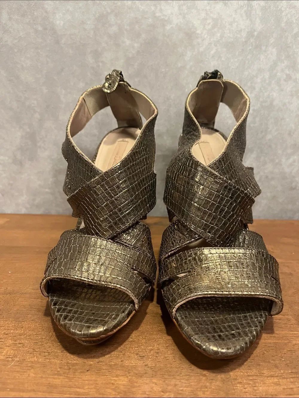 Massimo Dutti Metallic Bronze Strappy High Heel Sandals size 40 / 9 - Picture 2 of 7